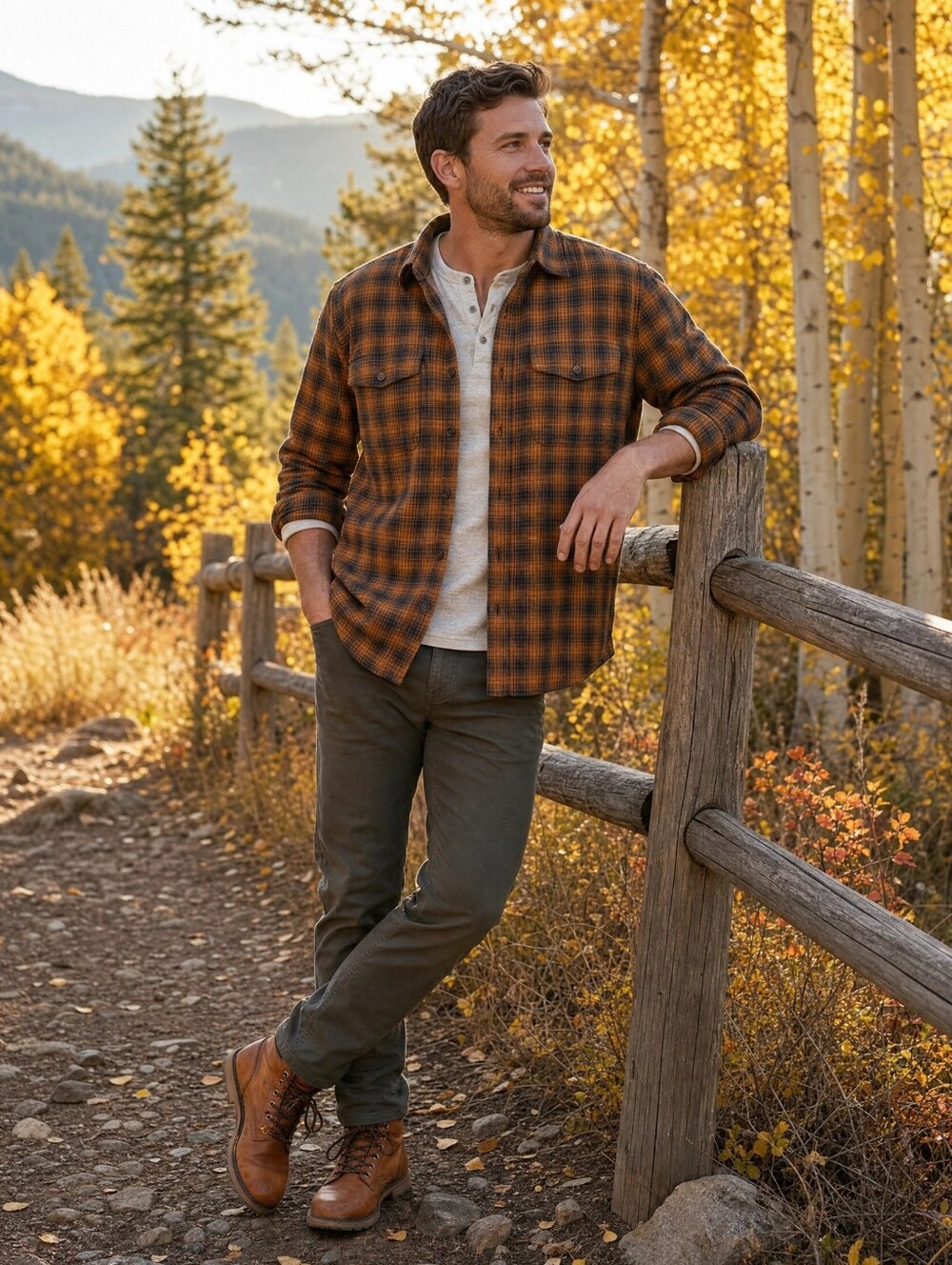 REI Men's Flannel - Rust and Black Plaid